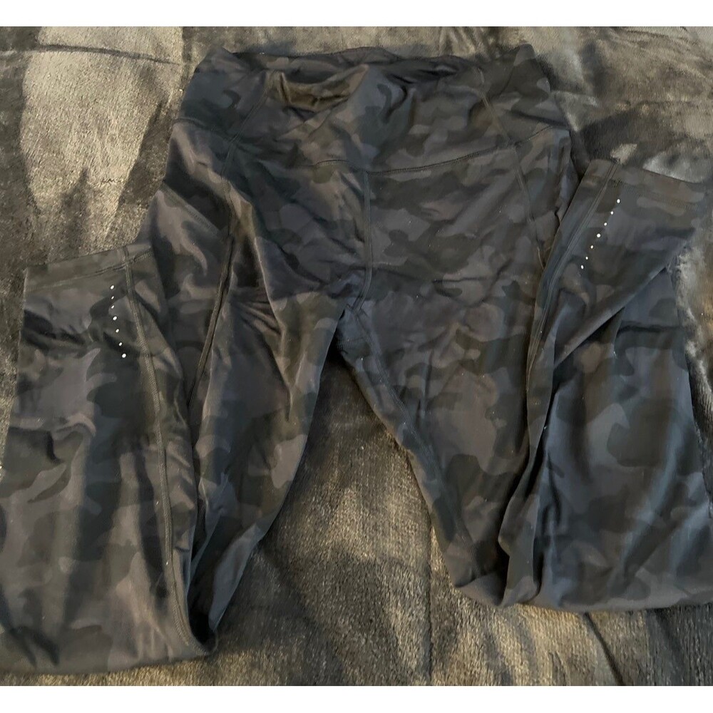 crz yoga leggings black camo size xl full length with pockets